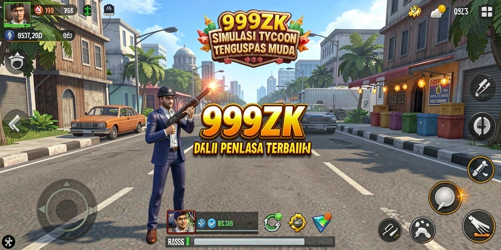 Screenshot gameplay 999ZK menunjukkan keseruan membangun bisnis Tycoon.