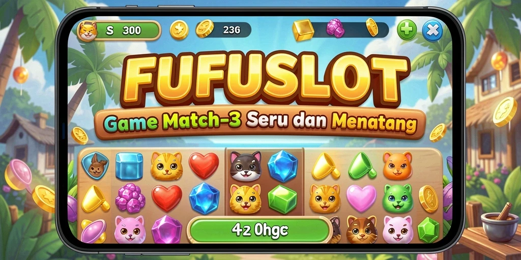 Tampilan gameplay FUFUSLOT yang penuh warna dan menyenangkan.