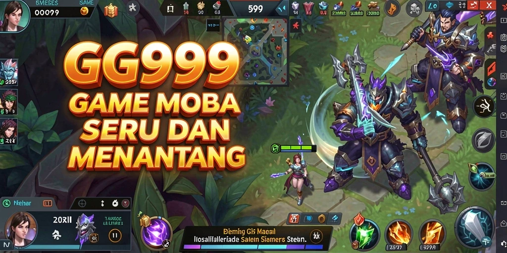 Screenshot GG999 menunjukkan aksi intens di arena MOBA.