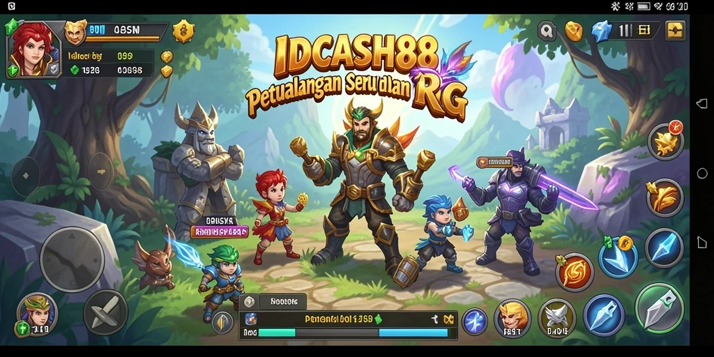 Screenshot IDCASH88 menampilkan aksi seru dalam pertempuran RPG.
