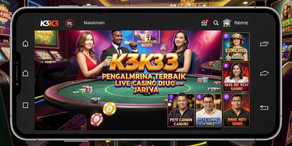 Screenshot utama K3K3 menampilkan gameplay Live Casino yang seru.