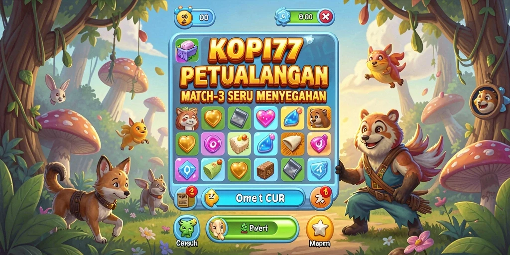 Tampilan gameplay KOPI77 yang seru dan berwarna dalam Match-3.
