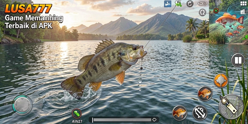 Gameplay LUSA777 menampilkan aksi memancing yang mendebarkan dan penuh warna.