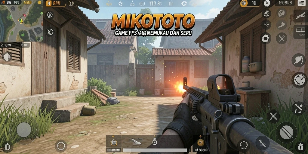 Screenshot utama MIKOTOTO menampilkan aksi gameplay FPS yang mendebarkan.