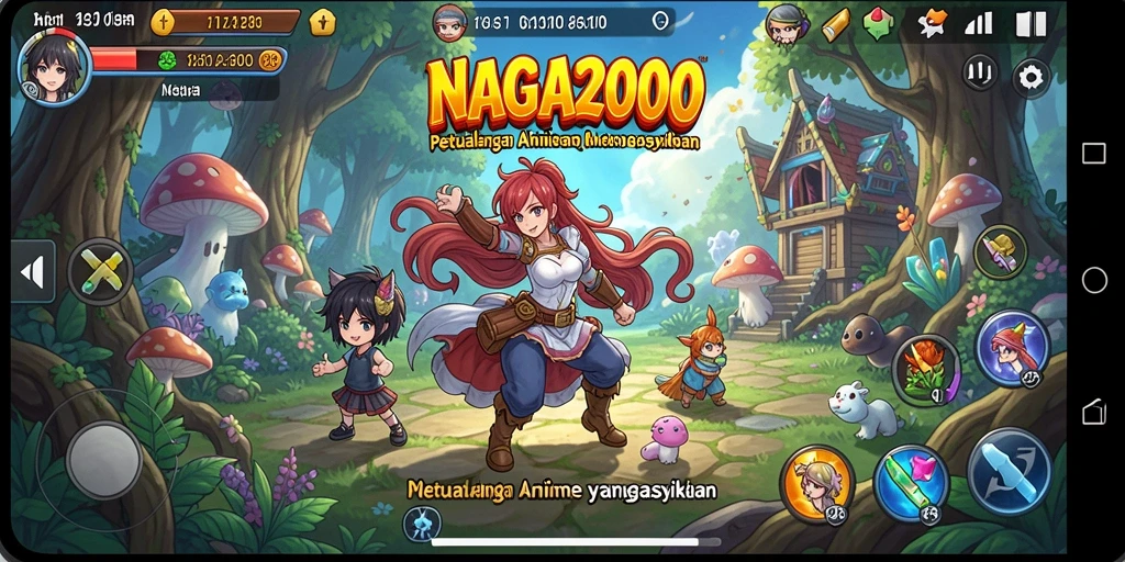 Tampilan gameplay NAGA2000 yang menarik dan penuh warna.