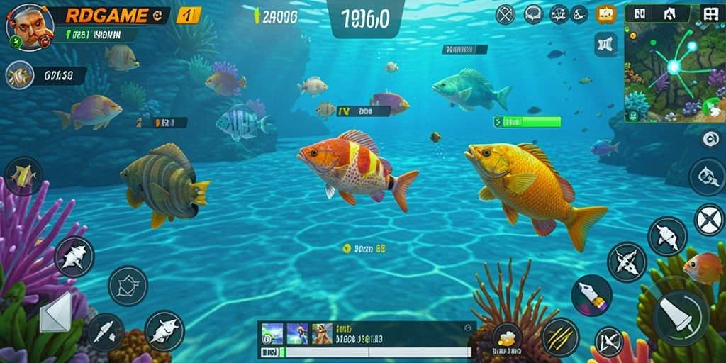 Tampilan gameplay RPGAME yang menarik saat menembak ikan.