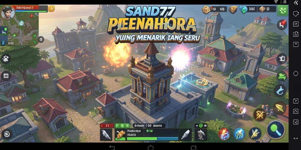 Screenshot SAND77 menampilkan aksi seru dalam gameplay Tower Defense.