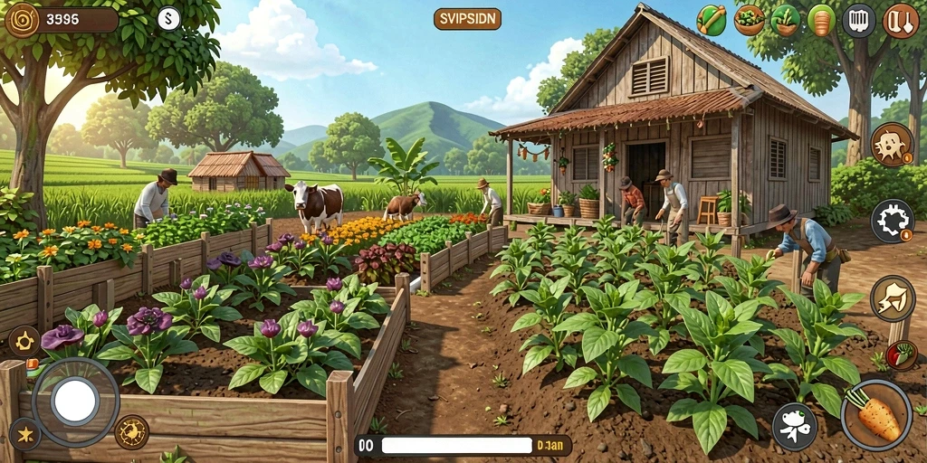 Gameplay menarik dalam SVIPSIDN dengan elemen pertanian.
