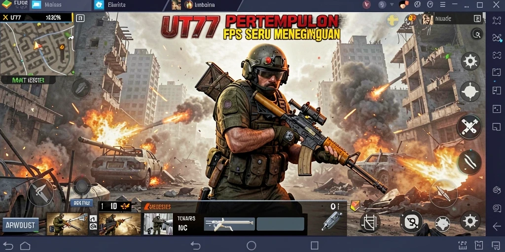 Tampilan gameplay seru dalam UT77 dengan aksi pertempuran yang intens.