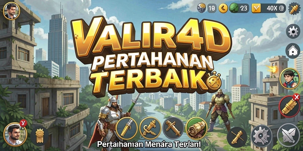 Screenshot permainan VALIR4D menampilkan aksi seru di medan perang Tower Defense.