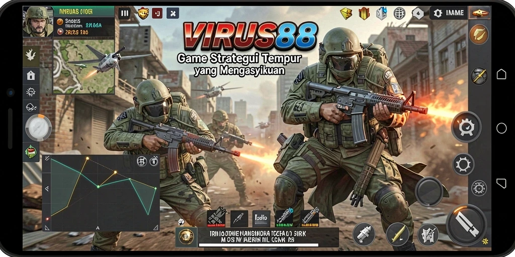 Tampilan gameplay seru dalam VIRUS88 yang penuh taktik.